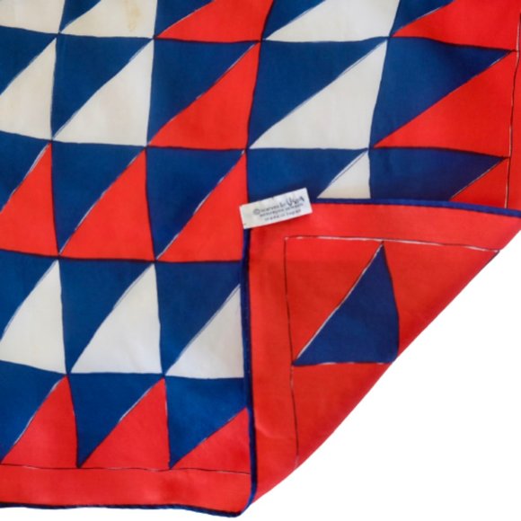 Vintage 1960s VERA Silk Blend Red/White/Blue Scarf MADE IN JAPAN~25" x25" - Picture 3 of 4